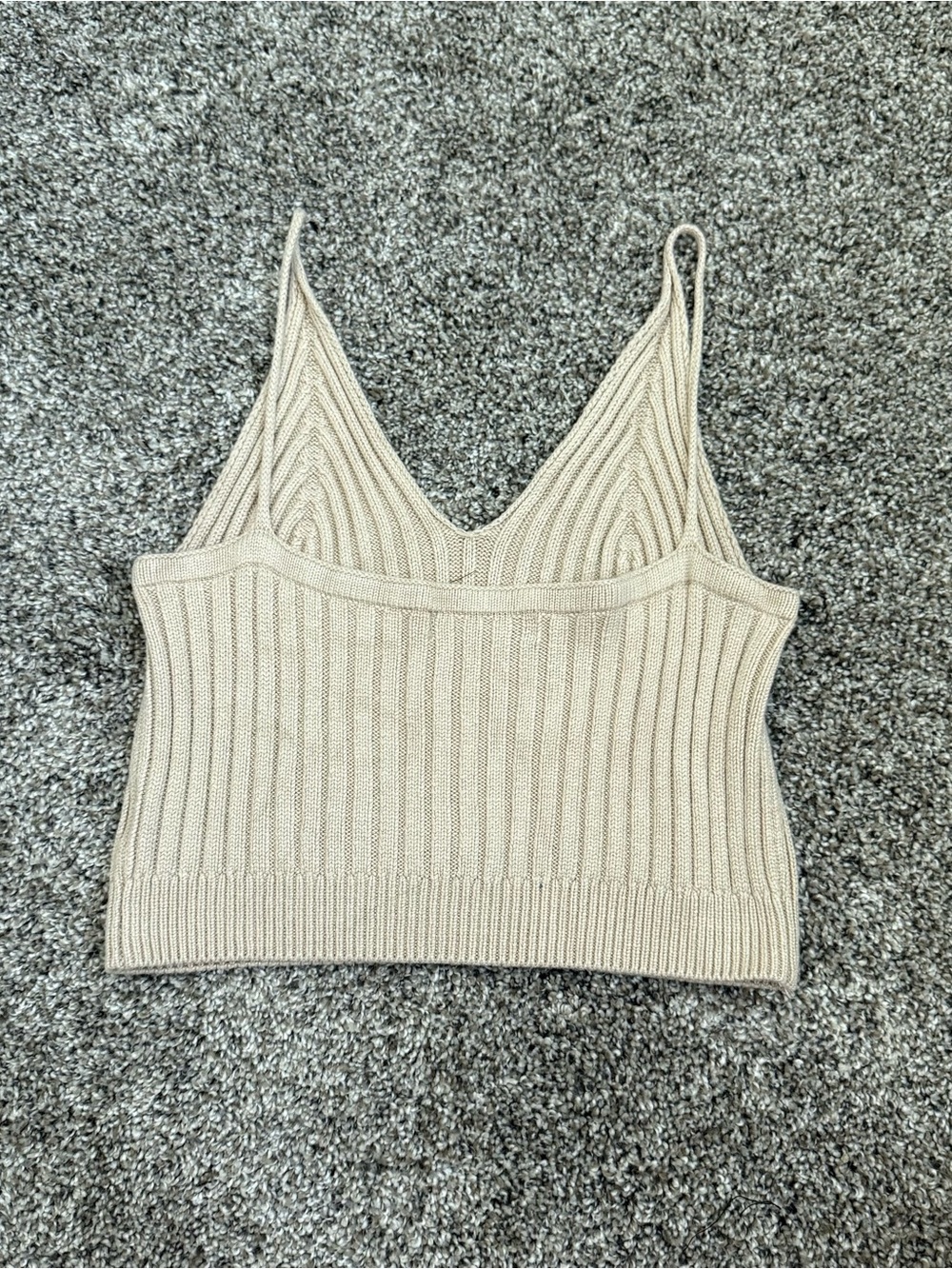 SHEIN Beige Ribbed V-Neck Knit Cami - Picture 2 of 2